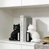 Enfeites de Marcadores de Livro de Gato Fofo Decoração de Mesa em Resina Suporte Criativo para Estante Par Preto e Branco Decoração de Casa Presente