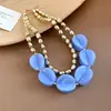 Collar Irregular de Perlas Acrílicas Transfronterizo Europeo y Americano, Cadena para Clavícula de Lujo Ligero y de Gama Alta, Collar de Moda Estilo Vacaciones para Mujer
