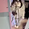 Nuevo Abrigo de Algodón Grueso Cálido de Invierno Estilo Retro Americano Holgado con Cuello de Piel Chaqueta de Algodón de Lana de Cordero para Mujer