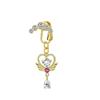 Estilo Europeo y Americano Cadena para Piercing de Ombligo Invertido al por Mayor Transfronterizo Sexy Perforación Libre Acero Inoxidable 5 Diamantes Joyería Clip para Ombligo