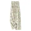 Calça Wide Leg Estampada de Seda Gelada para Mulheres 2026 Novo Verão Fina Cintura Elástica Solta Casual Calças de Cintura Alta Retas Longas