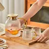 Jarra de Vidrio para Agua Fría, Resistente a Altas Temperaturas, Gran Capacidad para Uso Doméstico, Jarra para Agua Fría, Juego de Tazas para Agua Hervida, Jarra para Agua para Sala de Estar, Tetera