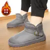 Botas de Nieve para Hombre Talla Grande 48 Noreste, Nuevo Estilo Invierno 2026, Piel y Piel Integradas, Forradas de Felpa, Zapatos de Algodón Estilo Pan de Jengibre Cálidos para Pareja, Talla 47