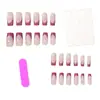 Modelo de Comercio Exterior Más Vendido: Arte de Uñas Estilo Francés de 24 Piezas con Purpurina Rosa, Uñas Rectangulares Modernas de Presionar para Venta al por Mayor
