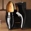 Zapatos de Cuero para Hombres Mayores con Suelas de Goma Cálidas, Antideslizantes y Resistentes al Desgaste, Cosidos con Aumento Invisible de Altura Interior, Adecuados para Negocios