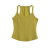 Top Curto Justo de Cor Sólida Estilo Americano com Borda Arredondada para o Umbigo Feminino Redutor de Idade Spice Girl Esportivo Pendurado Pequeno Top Base para o Verão