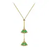 Estilo Barroco Esmeralda Clásico Forma de Abanico Piedra Preciosa Micro-Pavimentado Diamante Brillante Cadena Deslizante Collar Cadena para Clavícula Colgante Versión Coreana Joyería