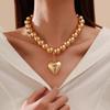 Europa y Estados Unidos joyería transfronteriza exagerada grande redonda punk collar gargantilla cadena caliente geométrico cuentas collar femenino con cuentas