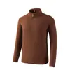 Nueva sudadera de otoño para hombre, de lana y seda, con media cremallera y cuello alto, moderna, versátil, casual, top de manga larga de alta gama