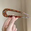 Pasador de Pelo de Alto Gama en Forma de U Estilo Coreano para Mujer, Pasador con Gradiente de Bloques de Color, Accesorio para Moño Estilo Antiguo