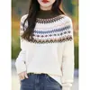 Nuevo Suéter de Punto Cálido Estilo Fair Isle de Nicho para Mujer, Otoño e Invierno 2025, Suéter Elegante de Corte Ajustado Versátil Retro