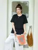 Ropa para Mujer Tallas Grandes ALINDM Top Adelgazante para Mujeres Tallas Grandes, Elegante y Favorecedor Camiseta de Manga Corta con Volantes Estilo Francés 100kg