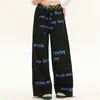 Pantalones Deportivos de Calle Hip-Hop de Moda Nuevos de Verano 2025 Estampado de Letras Pantalones Largos de Danza Jazz Pantalones Casuales de Pierna Ancha para Hombre