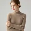 Capa base de punto de color liso, con cuello semi alto y ribete de encaje para mujer, nuevo suéter ajustado otoño/invierno, top de forro polar Andy