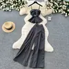 Conjunto de Duas Peças Minimalista para o Trabalho Feminino, Primavera e Verão, Toque de Luxo, Colete Acinturado com Alças Finas, Calça de Cintura Alta Wide Leg