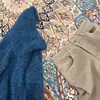 Tejido de punto con mezcla de lana y hilo de brezo azul, solapa grande, doble cremallera, cárdigan, abrigo suéter adelgazante holgado para Otoño Invierno