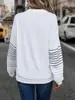 Pronto para Envio Transfronteiriço Suéter Color Block Listrado Malha Solta Manga Longa Confortável Moda Casual