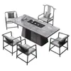 Mesa de Té y Sillas de Pizarra de Lujo Ligero Simples para Oficina y Hogar, Mesa de Té Estilo Italiano con Tetera Integrada
