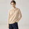 Suéter de cachemira 100% para mujer de otoño e invierno, tejido con capucha y medio botón, jersey casual holgado, capa base de longitud corta