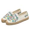 Zapatos de Pescador para Mujer de Suela Gruesa Moda de Primavera y Verano Nuevos Casual Lona Paja Bordados Slip-On Mocasines Versátiles