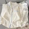 Venta al por mayor de fabricante pijamas de algodón nube para primavera y otoño para mujer, estampado de estrellas azules, corte holgado, talla petite, ropa de casa nueva de moda