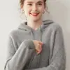 Suéter Casual Holgado de Cachemir para Mujer Invierno con Capucha de Cachemir Sudadera de Cachemir Gruesa Suéter de Punto Top