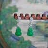 Novos brincos de zircônia verde de luxo acessível da moda chinesa, brincos elegantes e requintados de nicho retrô e versáteis de alta qualidade