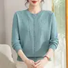 Tejido de otoño de mamá, top elegante bordado tridimensional, suéter para mujeres de mediana edad y mayores, suéter rojo festivo para bodas
