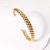 Pulsera Geométrica Simple de Estilo Frío Transfronteriza Europea y Americana Amor Flor Oro Francés Chapado Acero Inoxidable para Mujer