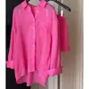 ¡Recomendado por Chao! Camisa de Lino Francés de Alta Gama Color Rosa Palo para Mujer 2025 Nueva Silueta Top Adelgazante
