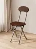 Taburete Plegable con Respaldo, Silla con Cojín Suave, Silla Sencilla para el Hogar, Silla Plegable para Dormitorio, Taburete Pequeño para Balcón, Taburete Redondo Portátil
