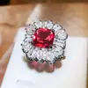 Moda Europea y Americana Anillo de Cruz de Piedra de Gema de Color Transfronterizo Paraíba Chapado Imitación Lujo Anillo de Circonita para Mujeres
