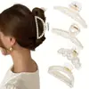 Pinza de Garra para Cabello con Perla Grande Coreana Pasador Elegante Temperamento Pinza de Tiburón para la Parte Trasera de la Cabeza Pinza para el Cabello Accesorio para el Cabello