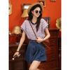 Pantalones Americanos Retro Azules de Cintura Alta Adelgazantes de Pierna Ancha para Mujer 2025 Verano Nuevo Pantalón Falda Plisado Shorts de Mezclilla Sueltos