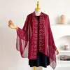 Lenço de Chiffon Transfronteiriço com Toque de Luxo, Cor Sólida Primavera e Verão, Estilo Japonês e Coreano, Xale de Proteção Solar, Lenço Longo de Seda com Strass