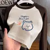 Camiseta de Manga Larga de Color Contrastante para Niñas 2026 Nuevo Top Estiloso de Forro Polar Alemán Otoño/Invierno para Niñas Pequeñas