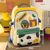 Mochila Escolar Retro Americana Grande Capacidade Ins Nicho Contraste de Cores Ensino Fundamental Ensino Médio Mochila para Estudante Mochila com Senso de Design para Mulheres