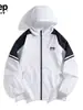 Ropa de Protección Solar para Exteriores de Verano Jeep Spirit Jeep para Hombres, Ligera de Seda de Hielo Transpirable Bloqueo de Color Impermeable Ropa para la Piel