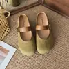 Zapatos de gamuza estilo coreano para otoño 2026, suela suave, venta al por mayor, estampado de leopardo, zapatos de un solo color bajos para mujer, zapatos Mary Jane planos, modelo nuevo retro