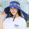 Sombrero para el sol para mujer estilo coreano de ala ancha, sombrero fresco parasol para exteriores, bicicleta, protección facial, máscara UV, sombrero para recoger té
