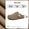 Mocasines Cerrados de Cuero Genuino Gruesos Estilo Birkenstock, Impermeables, con Plataforma para Aumentar Altura, para Mujer, Uso en Verano al Aire Libre