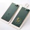 Fabricante Original Etiquetas Colgantes Vintage Verde Oscuro Papel Especial Estampado Lámina Dorada Etiquetas de Precio para Tienda de Ropa de Hombre y Mujer Personalizadas