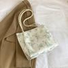 Bolso de Hombro Casual de Gran Capacidad 2024 Nuevo Verano Correa Tejida Estampado de Mariposas Estudiante Universitario Clase Viajero Bolso Tote