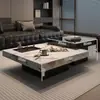 Mesa de café minimalista de piedra estilo italiano, Muebles modernos de lujo ligero para sala de estar, Sofá Lawrence de combinación cuadrada para apartamentos pequeños de alta gama