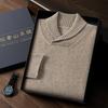 Suéter de cachemira de cuello verde para hombre, suéter de solapa de cachemira de otoño e invierno, suéter de exterior, camisa de fondo de alta gama