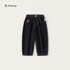 Coleção de Jeans InfantilCalça Curva Estampada de Estrelas para Meninos, Calça Solta para Meninas Primavera e Outono, Calça Cenoura para Bebê Tendência