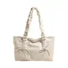 Niche Design Sweet Cool Style Bolsa de Grande Capacidade 2024 Novo Laço Plissado Ombro Trabalho Bolsa Tote Muter