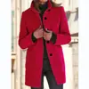 2023 Otoño e Invierno Transfronterizo Retro Europeo y Americano Botón Cuello Alto Chaqueta de Lana Ropa para Mujer