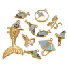 Acero Inoxidable Serie Océano Colgante de Pez Chapado en Oro al Vacío Pulpo Tiburón Gota de Aceite Colgante Accesorios de Joyería de Playa