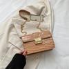 Bolso pequeño con textura de bloqueo para mujer, estilo Hong Kong, nuevo estilo, estilo occidental, bandolera con cadena para el hombro, verano 2024